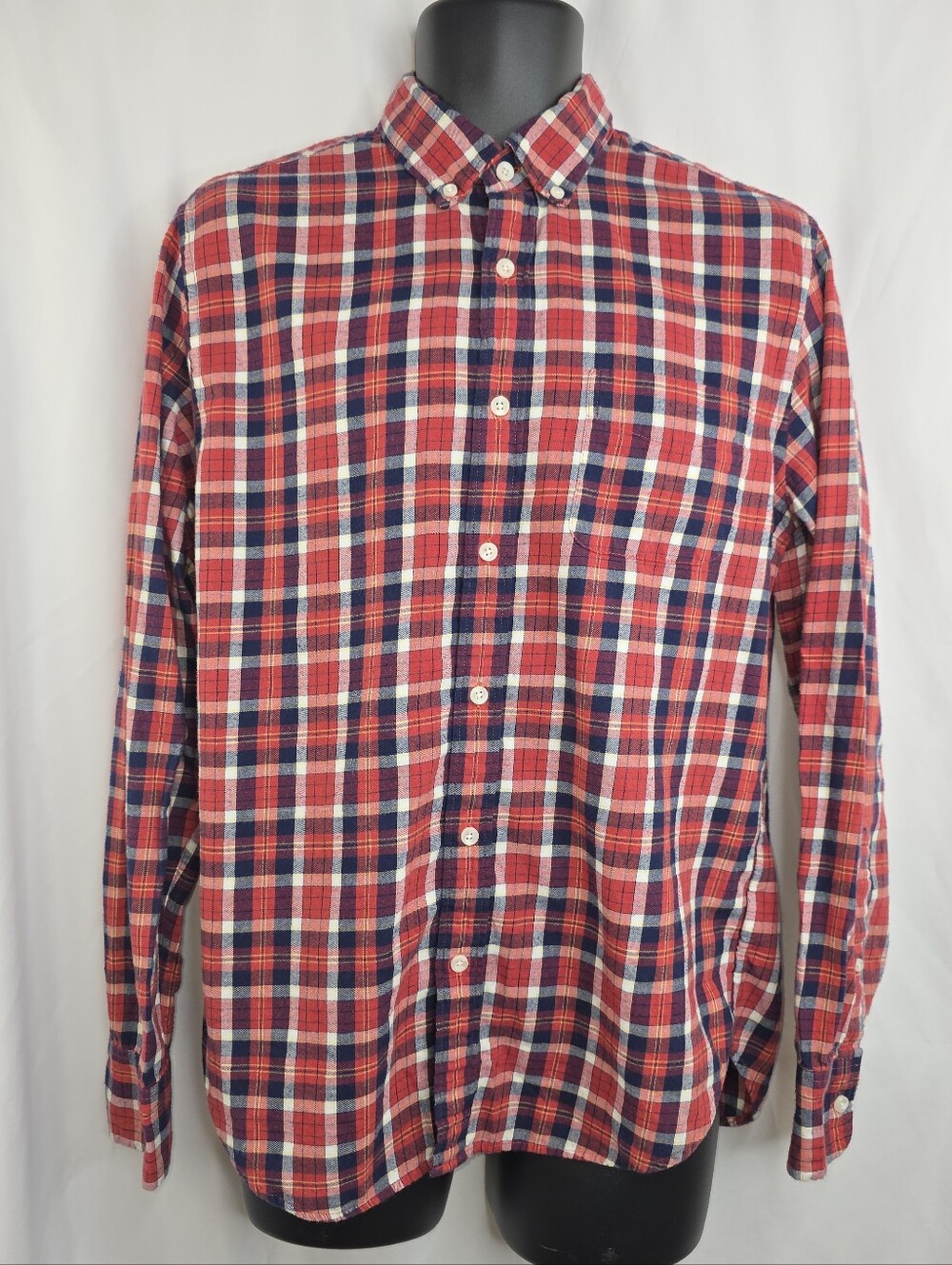 J.Crew Men's Re-Imagined Red Plaid Button Down Shirt Size Medium A-3740